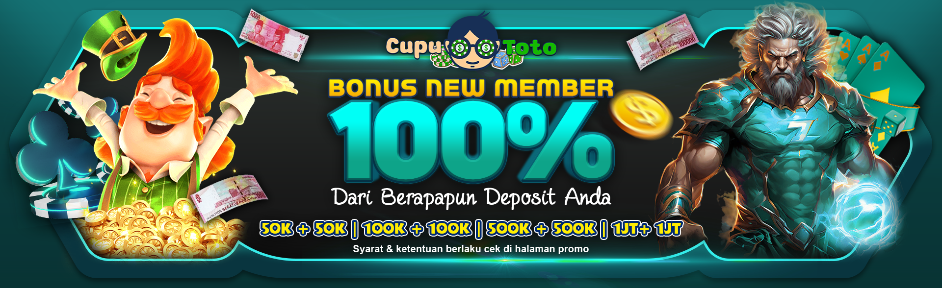 BANNER DEPAN = BONUS NEW MEMBER 100%